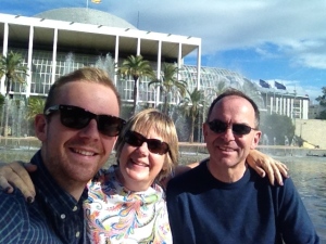 Parents and I in front of Palau de la Música